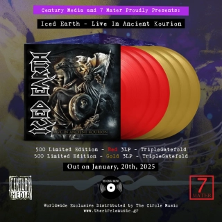 ICED EARTH - Live in Ancient Kourion Triple Red Vinyl in Luxurious Triple Gatefold (Limited to 500 copies)